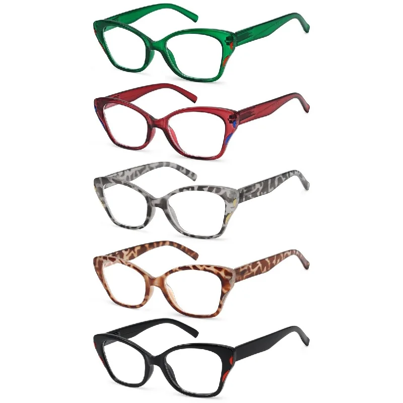 5 Pack Stylish Reading Glasses Cat-eye Readers R2126