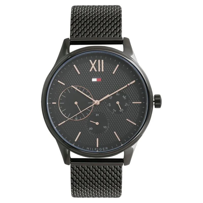 Tommy Hilfiger Quartz Multifunction Black Dial Metal Strap Watch For Men