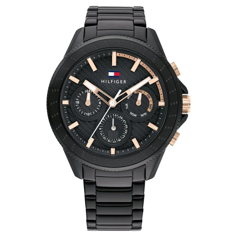 Tommy Hilfiger Quartz Multifunction Black Dial Stainless Steel Strap Watch For Men