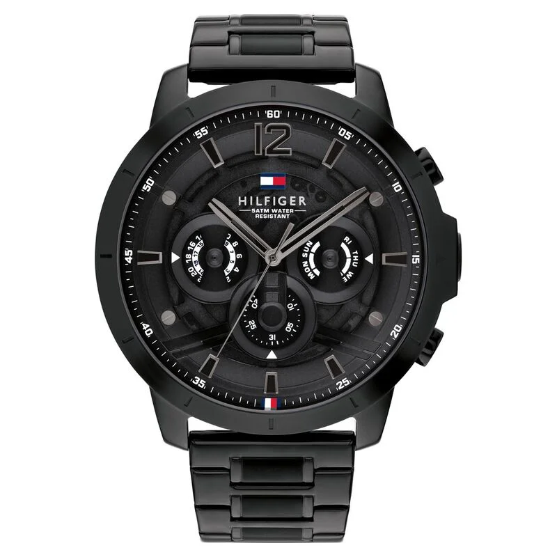 Tommy Hilfiger Quartz Multifunction Black Dial Stainless Steel Strap Watch For Men