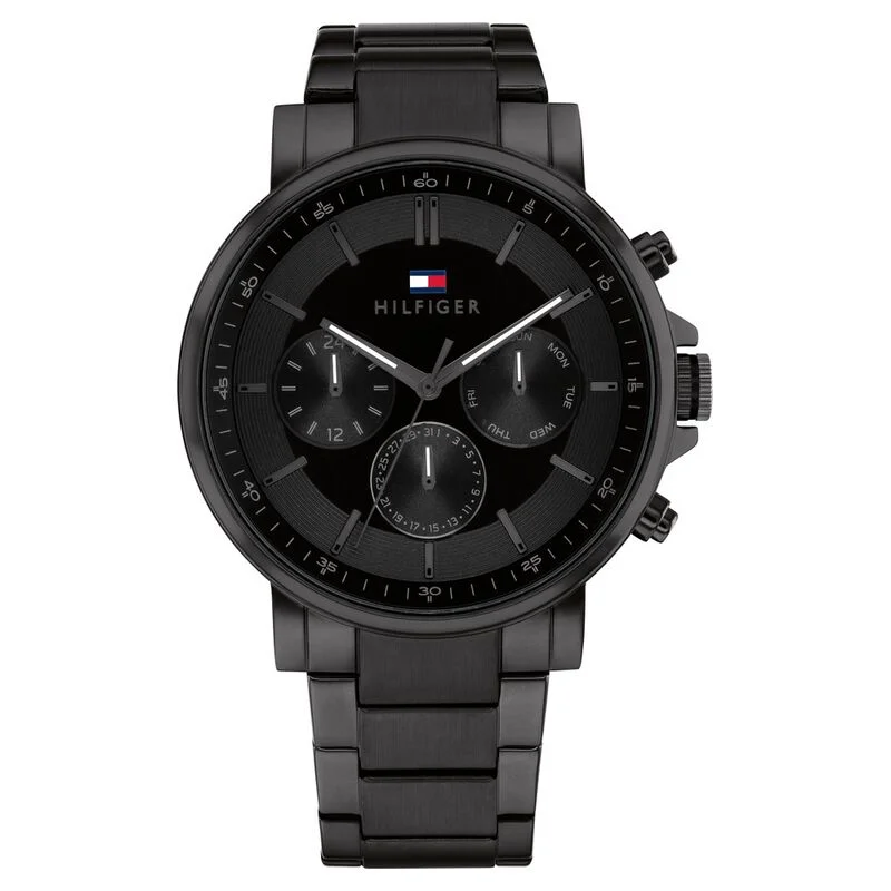 Tommy Hilfiger Quartz Multifunction Black Stainless Steel Strap For Men