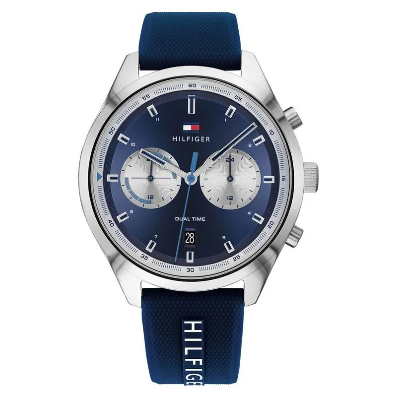 Tommy Hilfiger Quartz Multifunction Blue Dial Silicone Strap Watch For Men