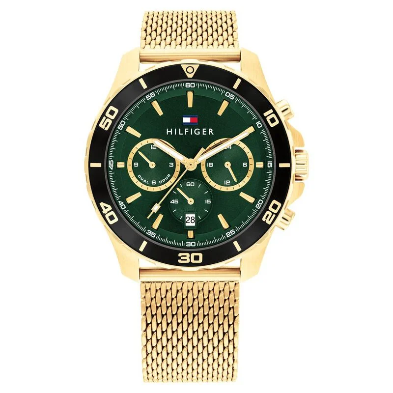 Tommy Hilfiger Quartz Multifunction Green Stainless Steel Strap For Men