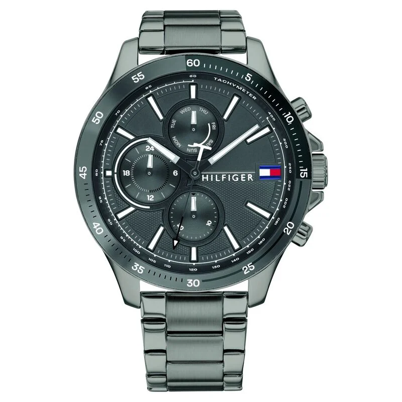 Tommy Hilfiger Quartz Multifunction Grey Dial Stainless Steel Strap Watch For Men