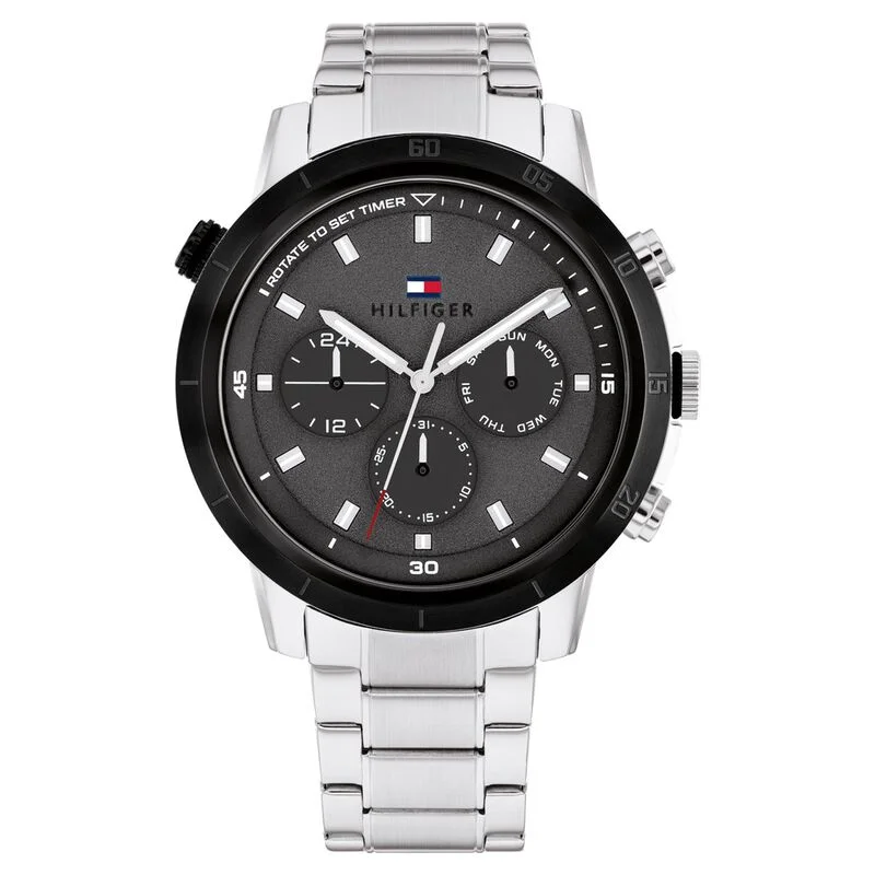 Tommy Hilfiger Quartz Multifunction Grey Stainless Steel Strap For Men