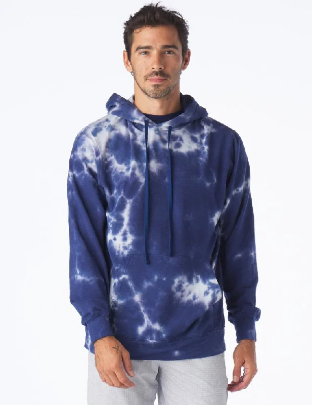 men clothing warm sweater-Atlas Hoodie: Indigo Blur Dye