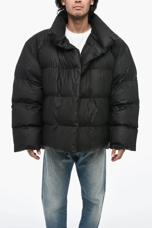 men clothing formal wear-Balenciaga UNISEX Padded Fabric WRAP Down Jacket with Removable Hood