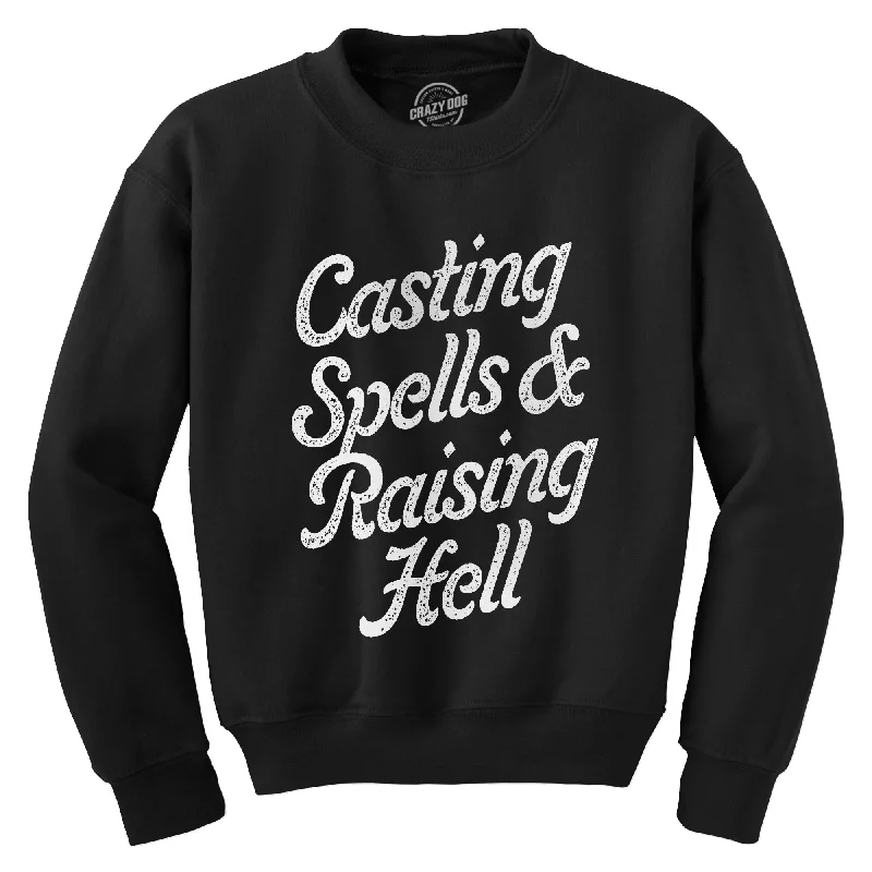 men clothing zip-up cardigan-Casting Spells And Raising Hell Crew Neck Sweatshirt