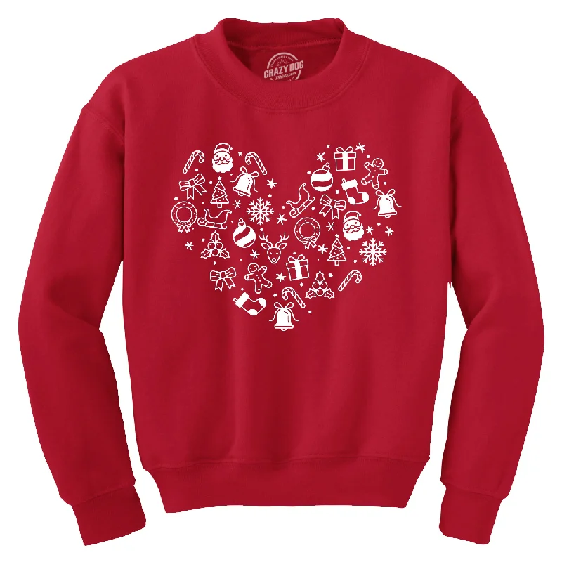 men clothing stylish sneakers-Christmas Heart Crew Neck Sweatshirt