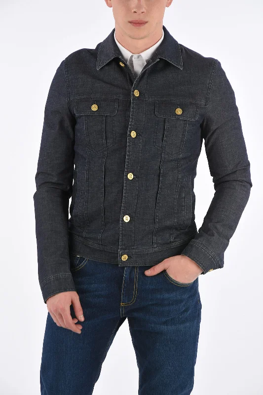 men clothing long sleeve shirt-Corneliani CC COLLECTION Linen and Denim HARLEY Jacket