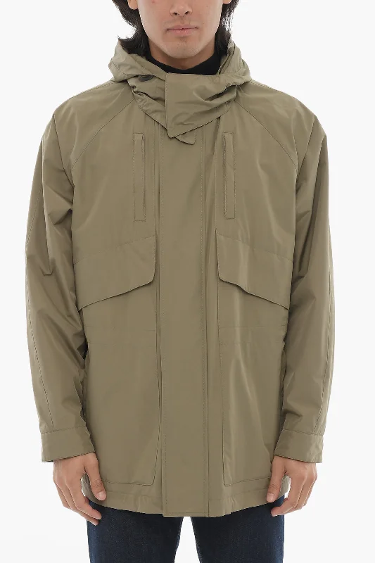 men clothing short pants-Corneliani Id Giada Dintex Windbreaker Jacket With Removable Hood