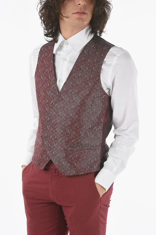 men clothing winter vest-Corneliani Patterned Silk CERIM.ACADEMY Double Breasted Waistcoat