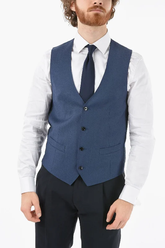 men clothing linen shirt-Corneliani Virgin Wool CERIM.ACADEMY Waistcoat