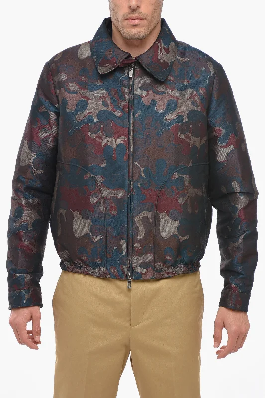 men clothing zip-up hoodie-Dior PETER DOIG X DIOR Jacquard Fabric Bomber Jacket with Front Z