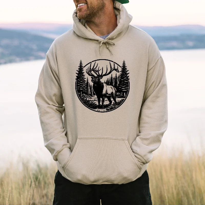 men clothing summer shirt-Elk Nature Gildan Crewneck or Hoodie Sweatshirt *UNISEX FIT*