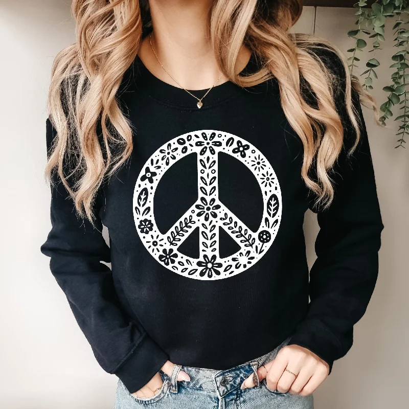 men clothing snow jacket-Floral Peace Sign Sweatshirt *UNISEX FIT*