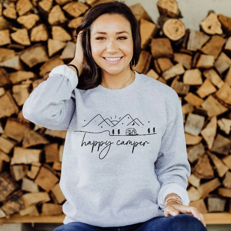 men clothing winter vest-Happy Camper Gildan Crewneck or Hoodie Sweatshirt *UNISEX FIT*