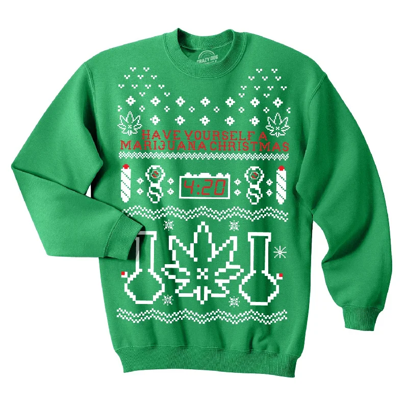 men clothing stylish outerwear-Have Yourself A Marijuana Christmas Crew Neck Sweatshirt