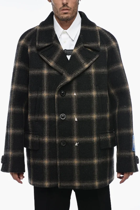 men clothing athletic wear-Maison Margiela Double-Brest PENDLETON Coat with Tartan Motif