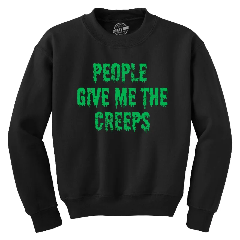 men clothing outdoor jacket-People Give Me The Creeps Crew Neck Sweatshirt