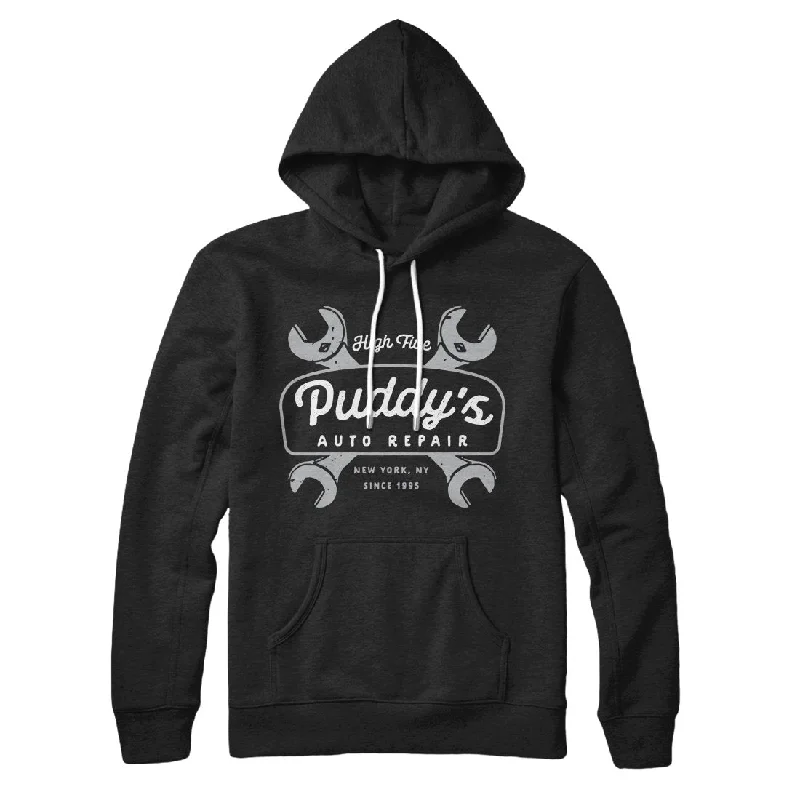 men clothing fleece vest-Puddy's Auto Repair Hoodie