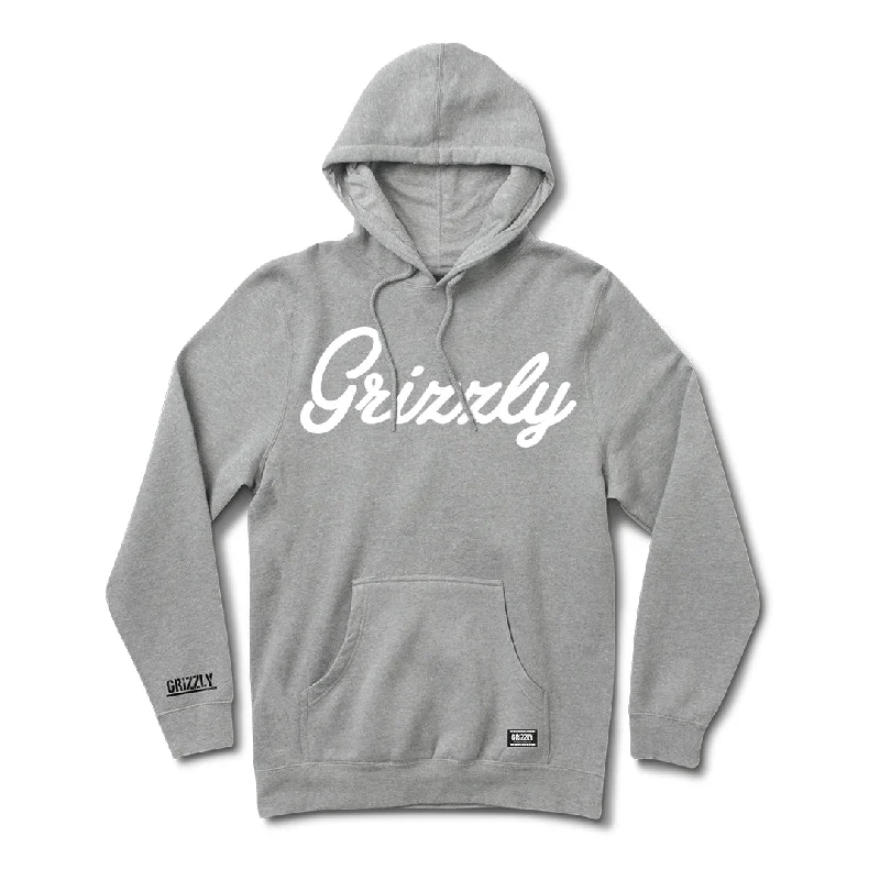 men clothing warm jacket-Script Logo Hoody - Heather / White