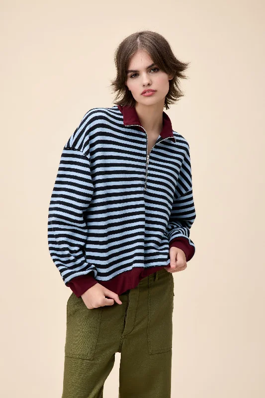 men clothing casual jacket-Stripe Half Zip Sweatshirt