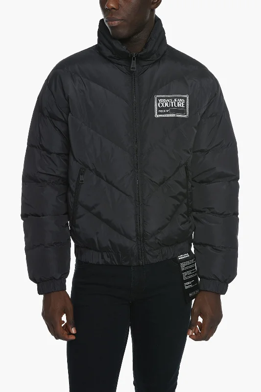 men clothing rugged jacket-Versace JEANS COUTURE Reversible Puffer Jacket with Logoed Motif