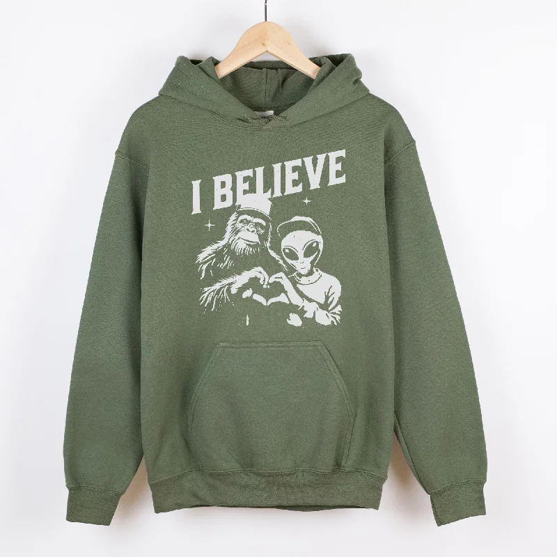 men clothing dress pants-Believe Alien <3 Bigfoot Sweatshirt *UNISEX FIT*