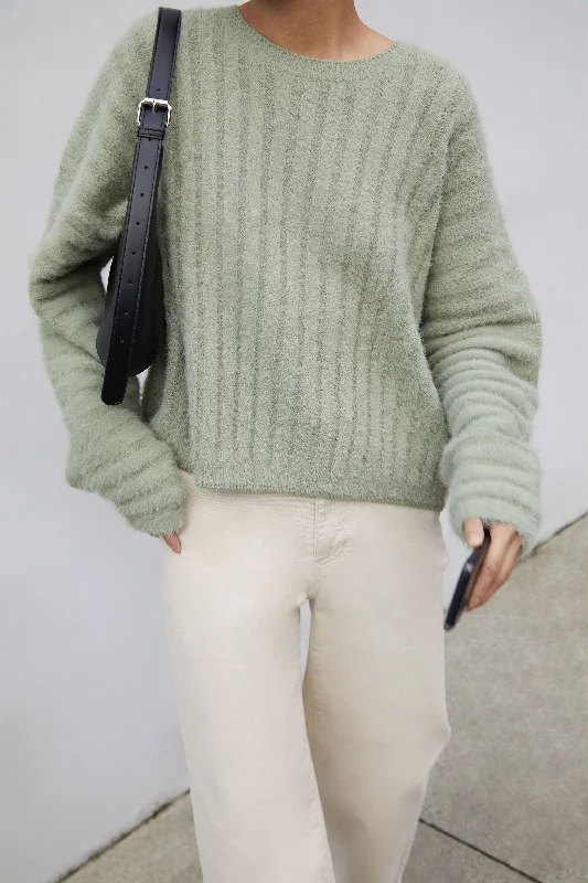 men clothing jogger pants-FUZZY RIBBED SWEATER