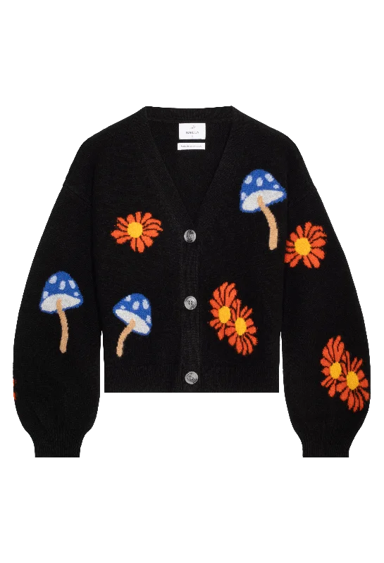 men clothing patterned sweater-Shrooming Daisy Cropped Cardigan