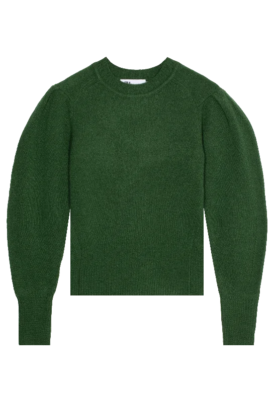 men clothing wool sweater-Puff Sleeve Crewneck