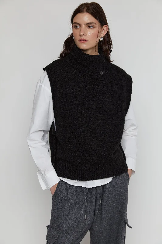 men clothing button-down shirt-TURTLENECK VEST WITH SIDE BUTTONS