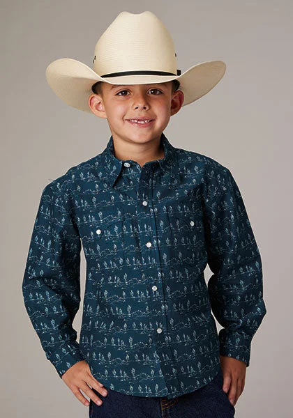 men clothing warm sweater-Boy's Roper Snap Front Shirt #03-030-0064-0469