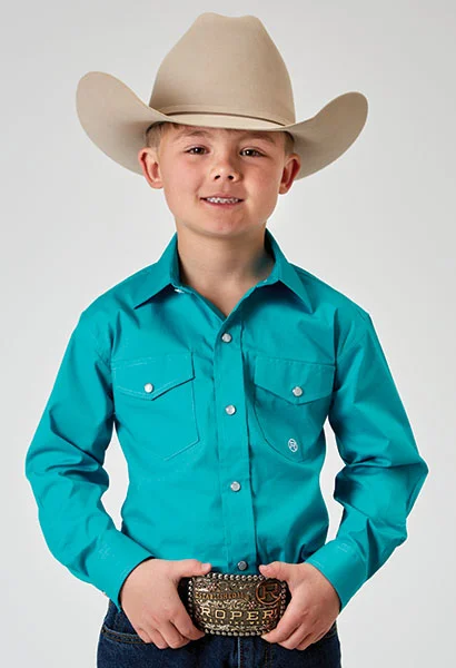 men clothing high-quality t-shirt-Boy's Roper Snap Front Shirt #03-030-0265-2106