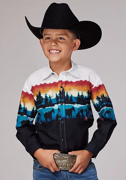 men clothing formal wear-Boy's Roper Snap Front Shirt #03-030-0421-0436