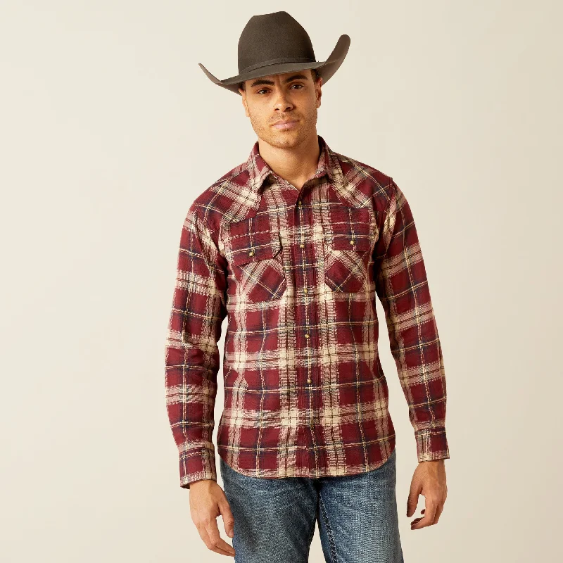 men clothing wool blend coat-Men's Ariat Retro Harlee Snap Front Shirt #10053879