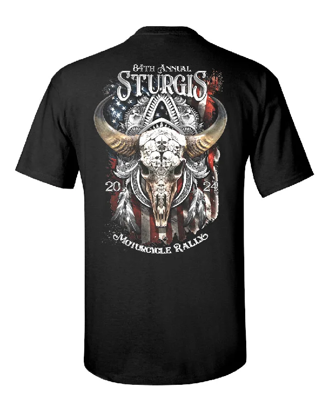 men clothing short pants-84th Buffalo Skull T-Shirt 2024