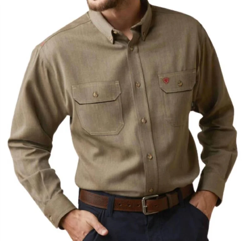 men clothing formal jacket-Air Inherent Work Shirt - Plus In Khaki Heather