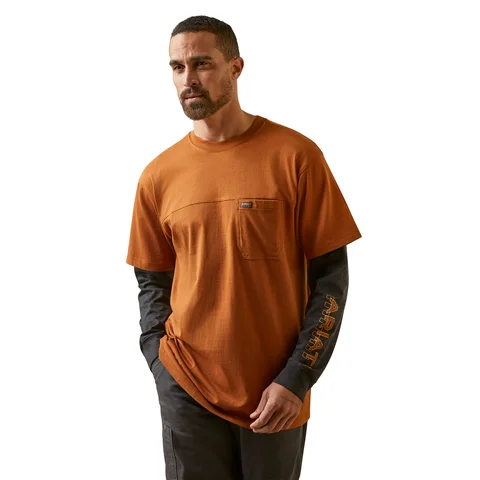 men clothing athletic wear-Ariat Men's Rebar CottonStrong Dually Long Sleeve T-Shirt