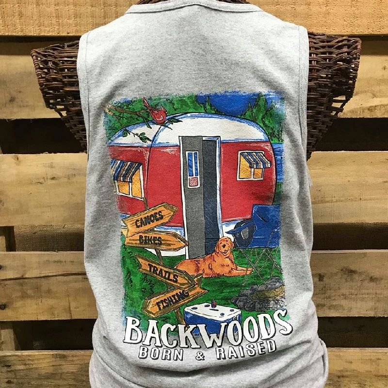 men clothing patterned sweater-SALE Backwoods Born & Raised Camper Fishing Trails Bikes Canoes Comfort Colors Unisex T Shirt Tank Top