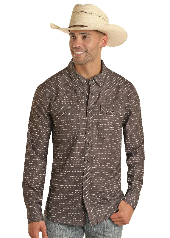 men clothing fleece jacket-Men's Rock & Roll Cowboy Tek Western Snap Front Shirt #BMN2S03379