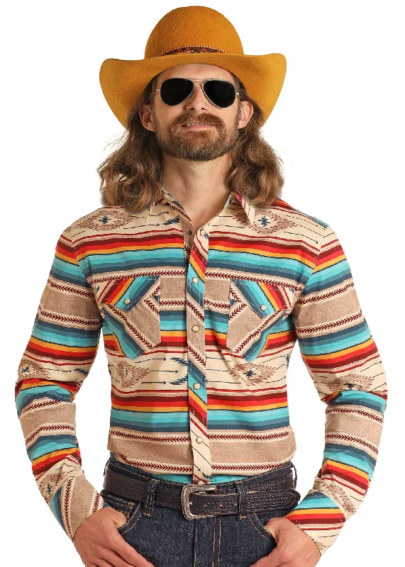 men clothing oversized hoodie-Men's Rock & Roll Cowboy Snap Front Shirt #BMN2S05475