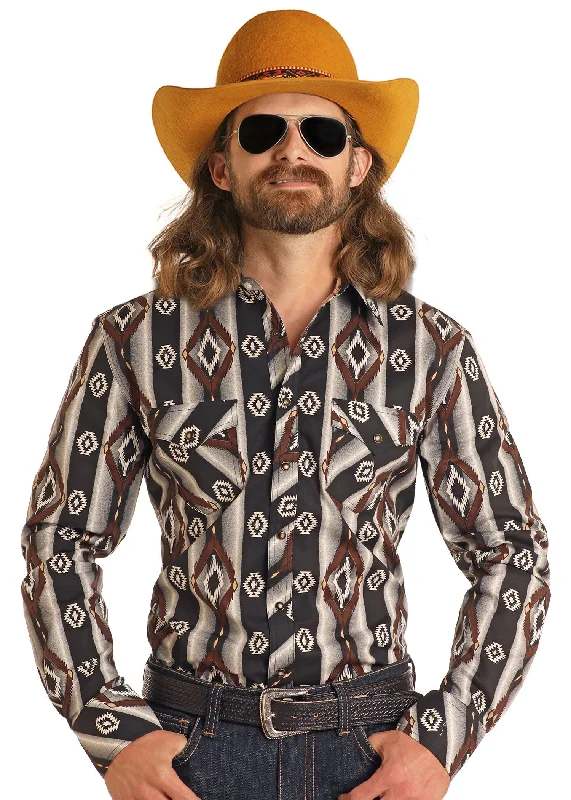 men clothing casual chinos-Men's Rock & Roll Cowboy Snap Front Shirt #BMN2S05481