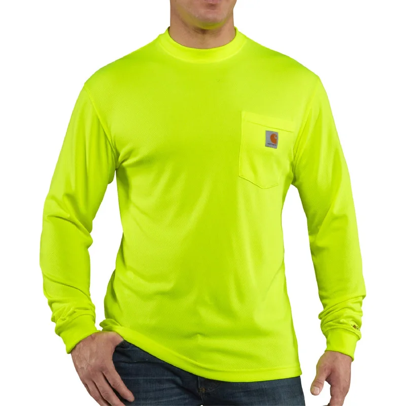 men clothing sweater vest-Carhartt Men's Force Color Enhanced Hi-Vis Long Sleeve T-Shirt