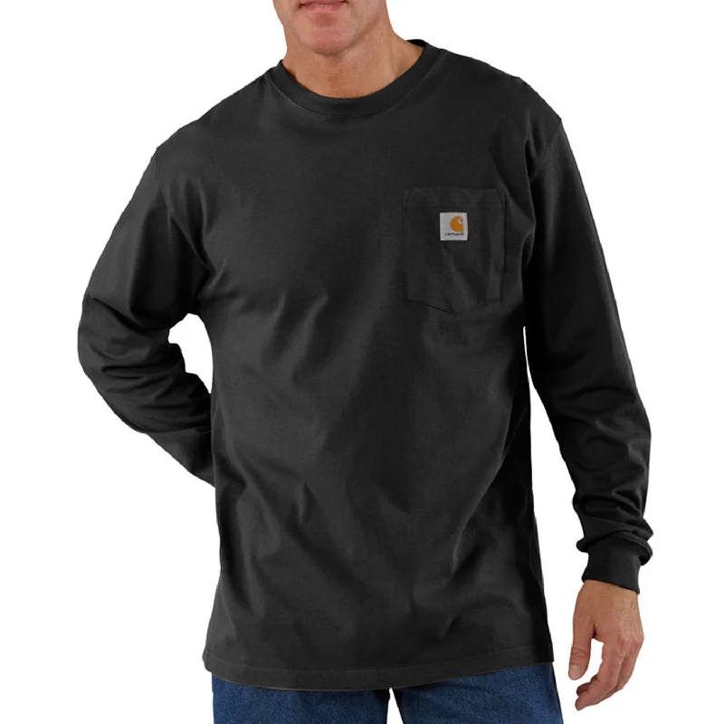 men clothing short jacket-Carhartt Men's Long Sleeve Pocket T-Shirt_Black