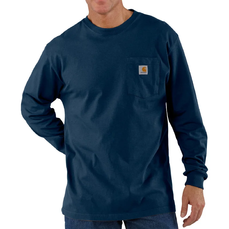 men clothing winter coat-Carhartt Men's Long Sleeve Pocket T-Shirt_Navy