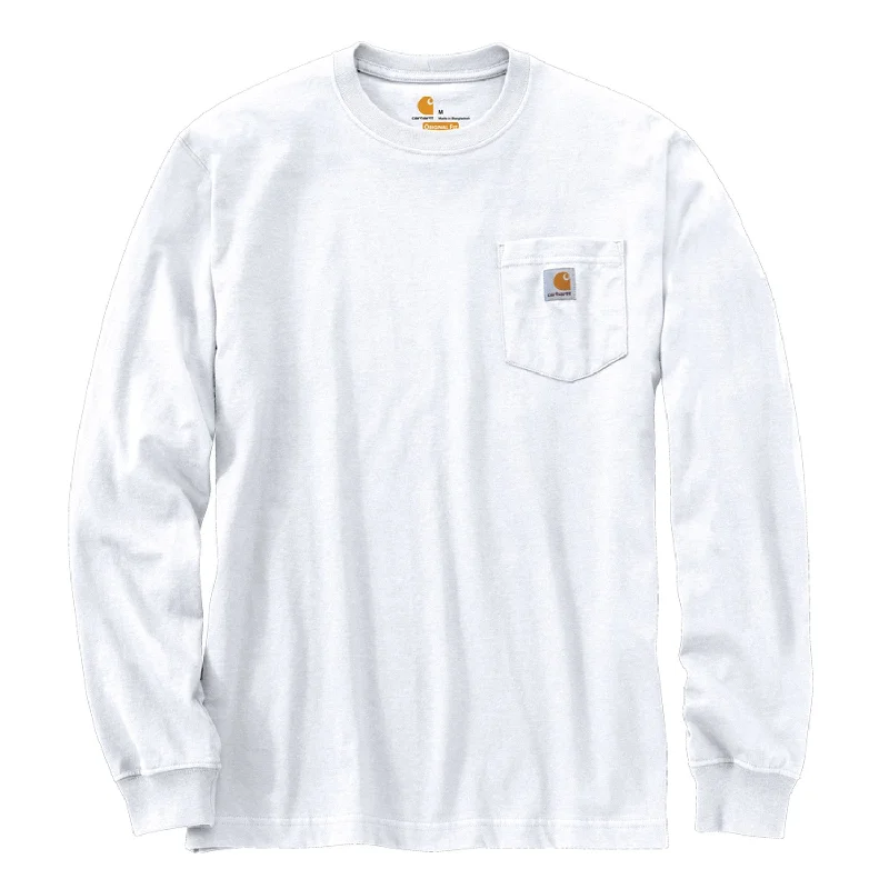 men clothing dress shirt-Carhartt Men's Long Sleeve Pocket T-Shirt_White