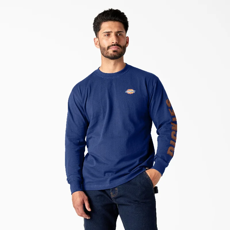 men clothing casual blazer-Dickies Men's Graphic Crewneck Long Sleeve T-Shirt