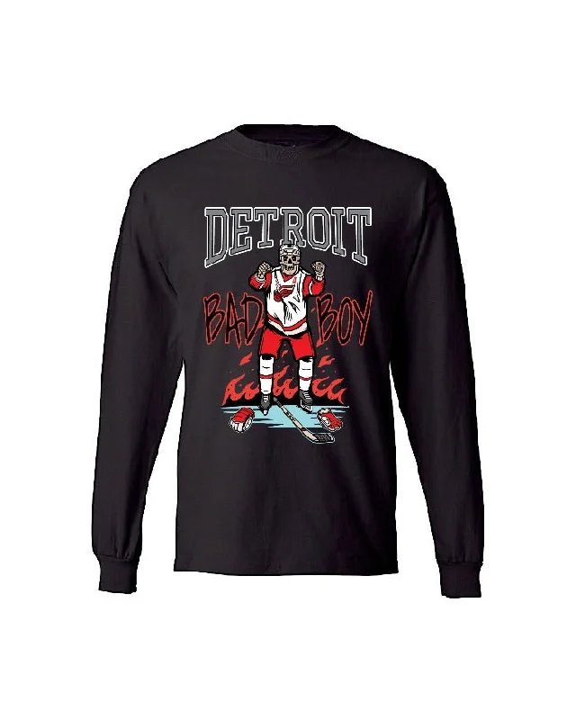 men clothing cotton t-shirt-Ink Detroit Bad Boy Long Sleeve T-Shirt - Black